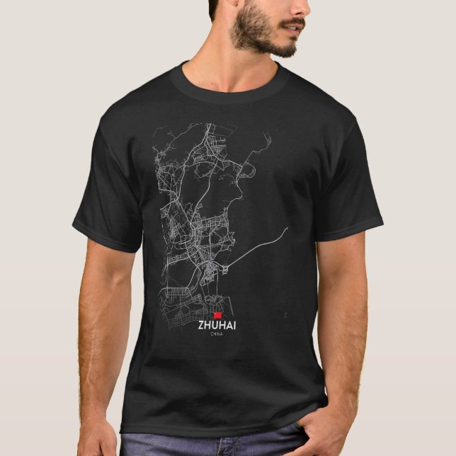 T-shirt zhuhai china City map Travel souvenir hometown (Devant)