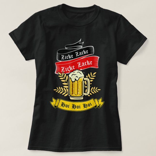 T-shirt Zicke Zacke Hoi - Drôle Allemagne Drôle Oktoberfes (Design devant)
