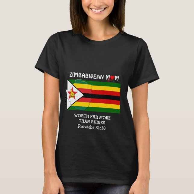 T-shirt ZIMBABWE MOM vaut plus que Rubies PROV 31 Noir (Devant)