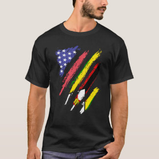 T-shirt Zimbabwean American Patriot Grown Heart Flag Strip