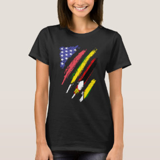 T-shirt Zimbabwean American Patriot Grown Heart Flag Strip
