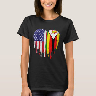 T-shirt Zimbabwéen Américain Patriote Pays Né Fusion