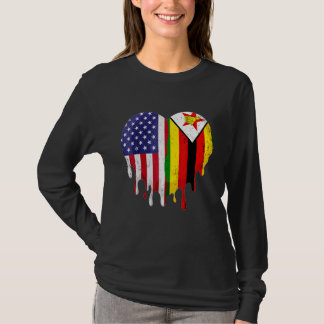 T-shirt Zimbabwéen Américain Patriote Pays Né Fusion