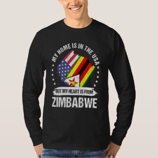 T-shirt Zimbabwéen Patriote Américain Fier de Mon Cœur i