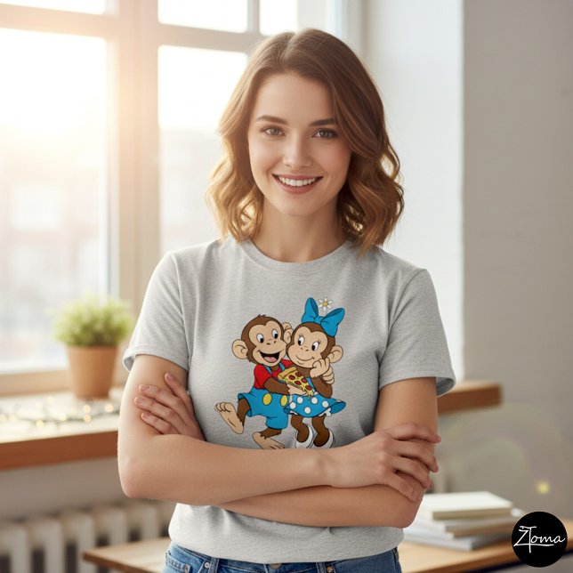 T-shirt Zina and Mimo with a slice of pizza. (Créateur téléchargé)