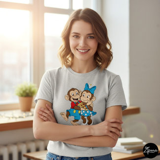 T-shirt Zina et Mimo avec une part de pizza.