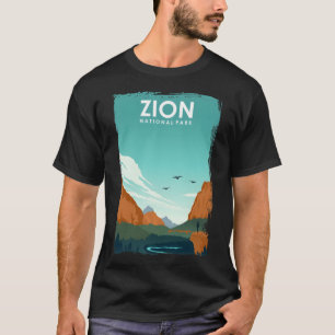 T-shirt Zion Parc National Vintage Minimal Rétro Utah