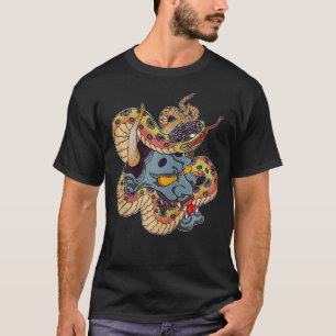 T-shirt Zip de tatouage japonais Demon Oni Visage Masque