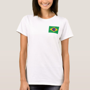 T-shirt Zip Jogger en laiton féminin avec drapeau du Brési
