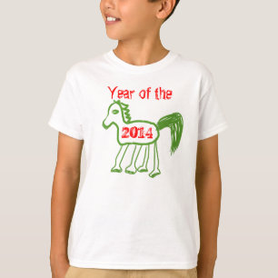 T-shirt Zodiac 2014 Année du Cheval vert mignon Cheval