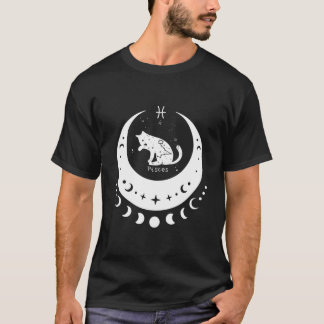 T-shirt Zodiac Pisces Horoscope Astrology Sign Cat Crescen