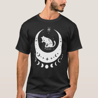 T-shirt Zodiaque Poissons Horoscope Signe Astrologie Chat 