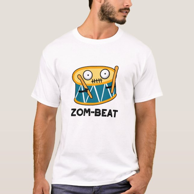 T-shirt Zom beat Funny Halloween Zombie Drum Pun (Devant)