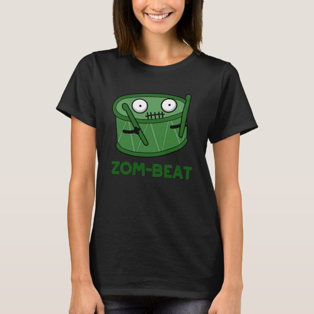 T-shirt Zom beat Funny Halloween Zombie Drum Pun Dark BG (Devant)