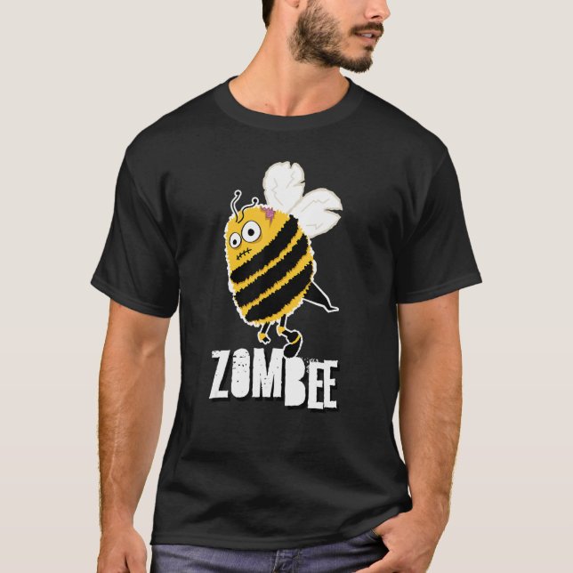 T-shirt Zombee Bee Zombie Halloween Bumblebee Brain Spooky (Devant)