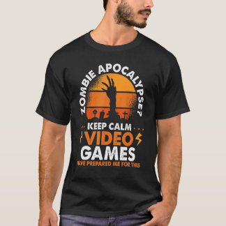 T-shirt Zombie Apocalypse Keep Calm Video Games