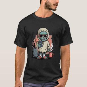 T-shirt Zombie Boire Café Cartoon Éffrayant Chill mort