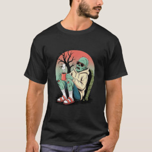 T-shirt Zombie Boire Café Cartoon Éffrayant Chill mort