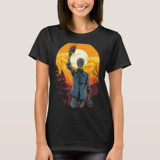 T-shirt Zombie Célébrant le joyeux coucher de soleil de la