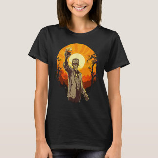 T-shirt Zombie Célébrant le joyeux coucher de soleil de la