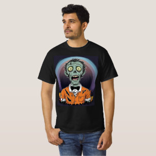 T-shirt Zombie de dessin animé effrayant en chemise orange