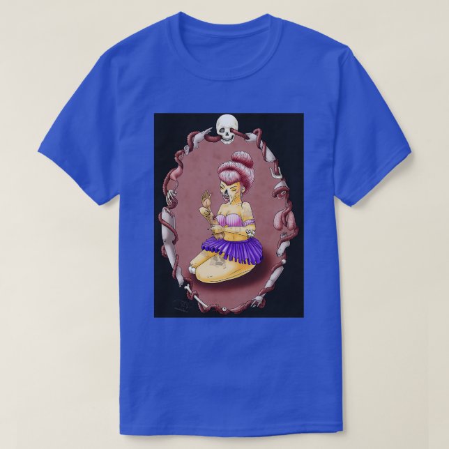 T-shirt zombie épingler la fille assise (Design devant)