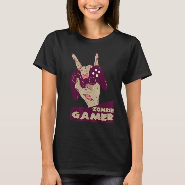 T-shirt zombie gamer hand of grab with controller gaming c (Devant)