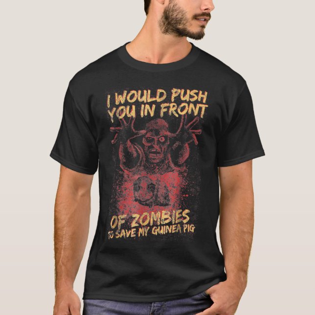 T-shirt Zombie Halloween Sauvez Mon Tee De Cochon De Guiné (Devant)