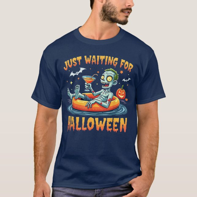 T-shirt Zombie Just Waiting For Halloween (Devant)