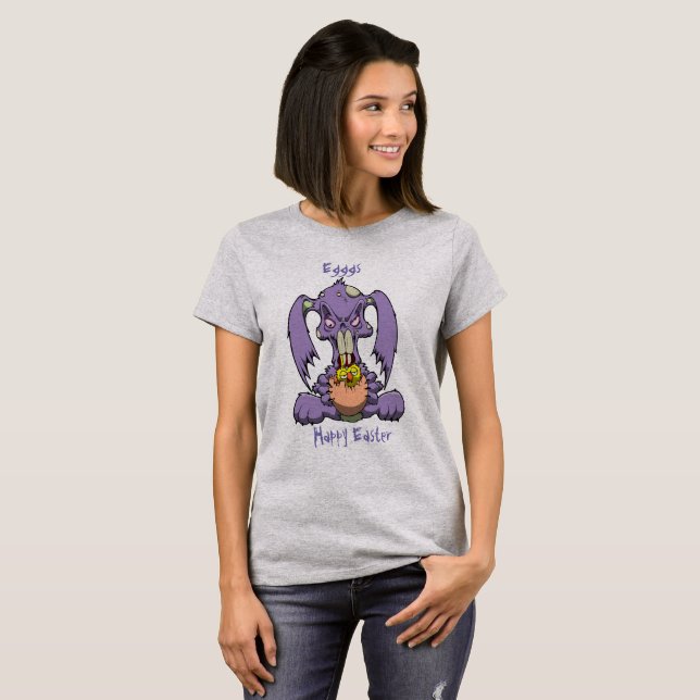 T-shirt Zombie lapin aime les oeufs (Devant entier)