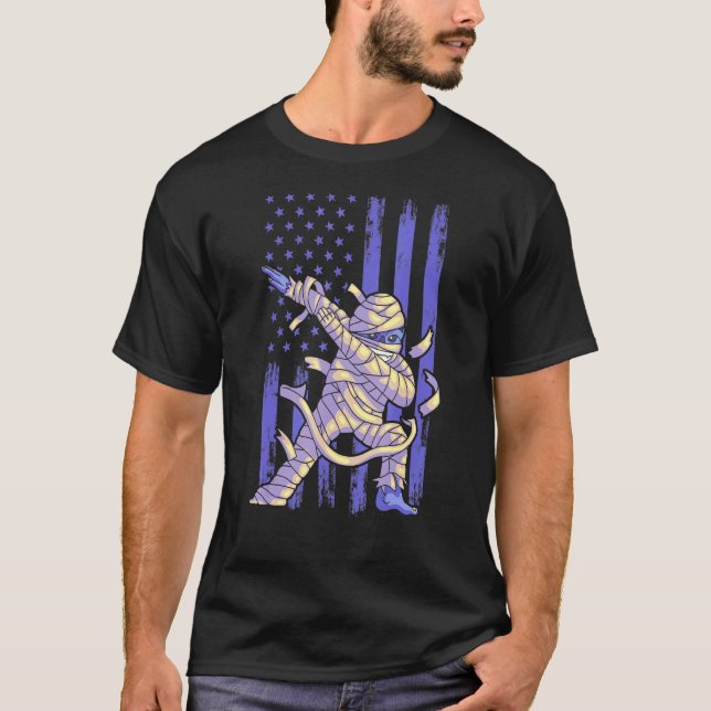 T-shirt Zombie Mummy Dab Dabbing Dance Drapeau américain H (Devant)