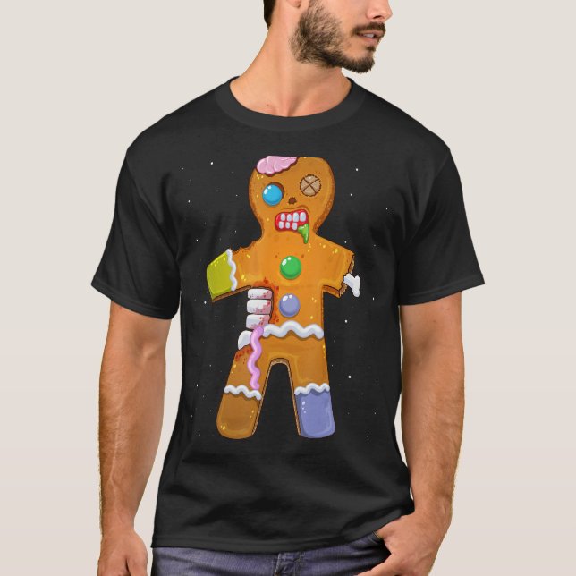 T-shirt Zombie Noël pain d'épice homme effrayant Noël Kram (Devant)