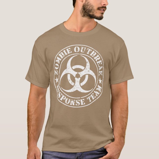 T-shirt Zombie Outbreak Responseeseeam White Version garço (Devant)