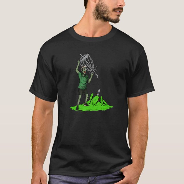 T-shirt Zombie Pulling Basket Out Of Ground Zombie Disc Go (Devant)