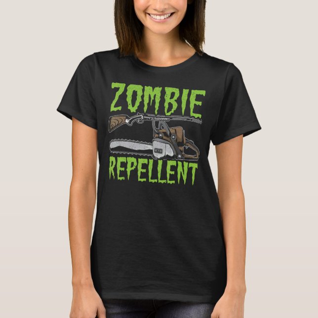 T-shirt Zombie Repellent Happy Halloween Trick Ou Traiter (Devant)