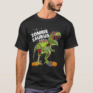 T-shirt Zombie Saurus  Halloween Kids Dinosaur rex