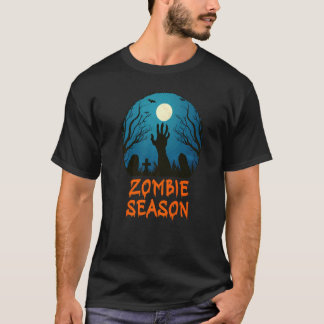 T-shirt Zombie Season Moonlit Graveyard Scary Kids Boys A