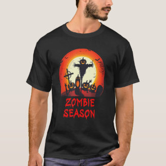 T-shirt Zombie Season Moonlit Scary Graveyard   Kids Boys 