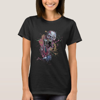 T-shirt Zombie  Singing Microphone Metal Rock Music Horror