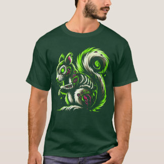 T-shirt Zombie Squirrel Dark Halloween Horror Skeleton Cre