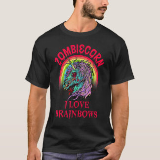 T-shirt Zombie Unicorn I Love Brainbows Gothic Goth Theme