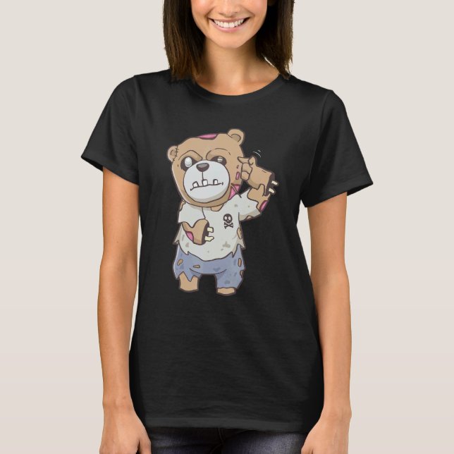 T-shirt Zombiecore Aesthetic Zombie Bear Pastel Goth Creep (Devant)