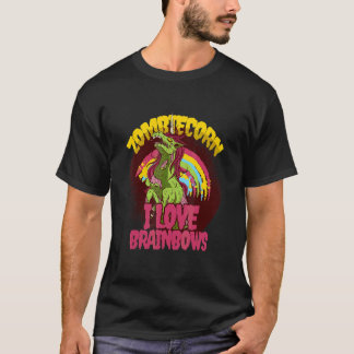 T-shirt Zombiecorn J'adore Brainbows Licorne Zombie Cheval