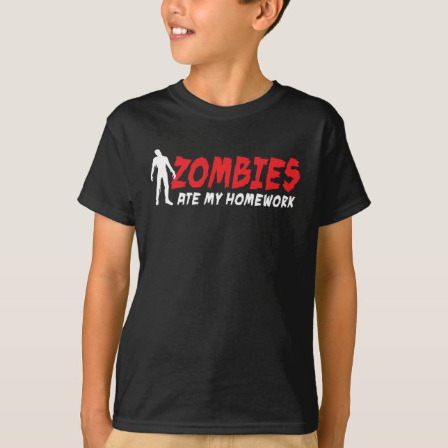 T-shirt Zombies ate my homework (Devant)