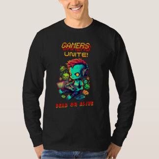 T-shirt Zombies Gamers Unite Jeu d'Arcade Joueur Virtuel T