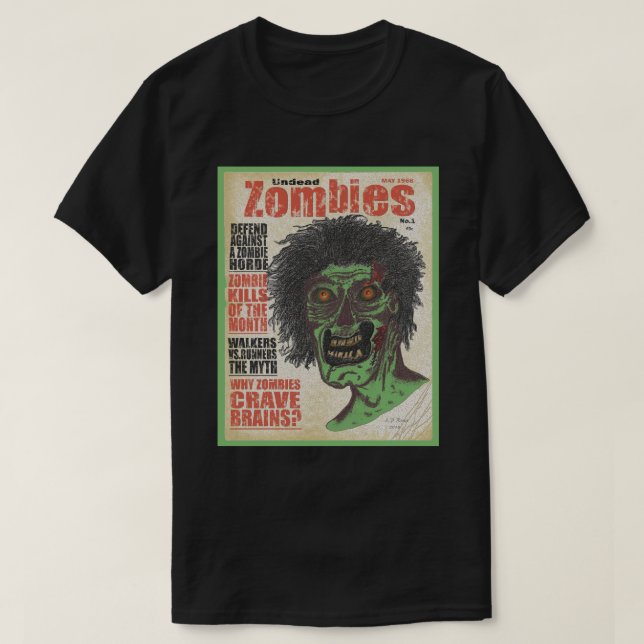 T-shirt ZOMBIES - Magazine Green Boarder (Design devant)
