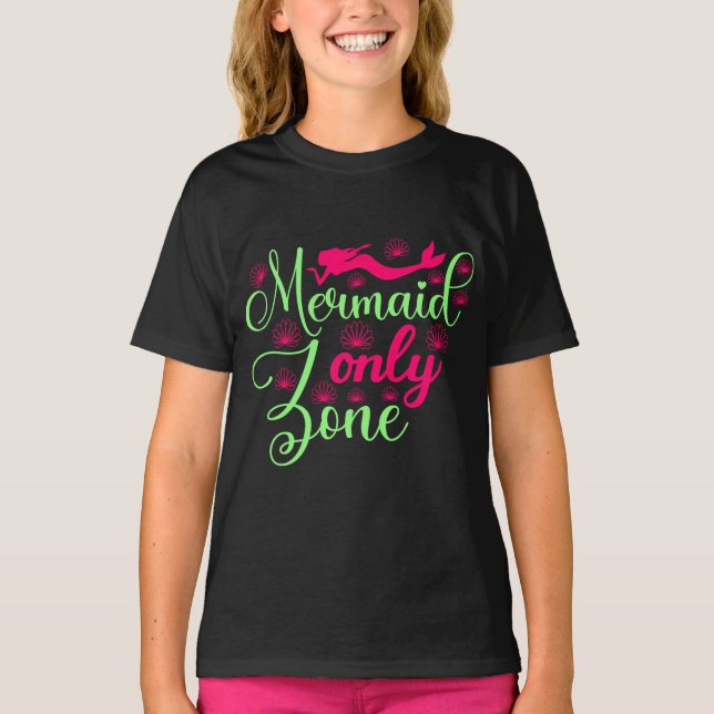 T-shirt Zone Sirène uniquement en rose chaud et vert néon (Devant)