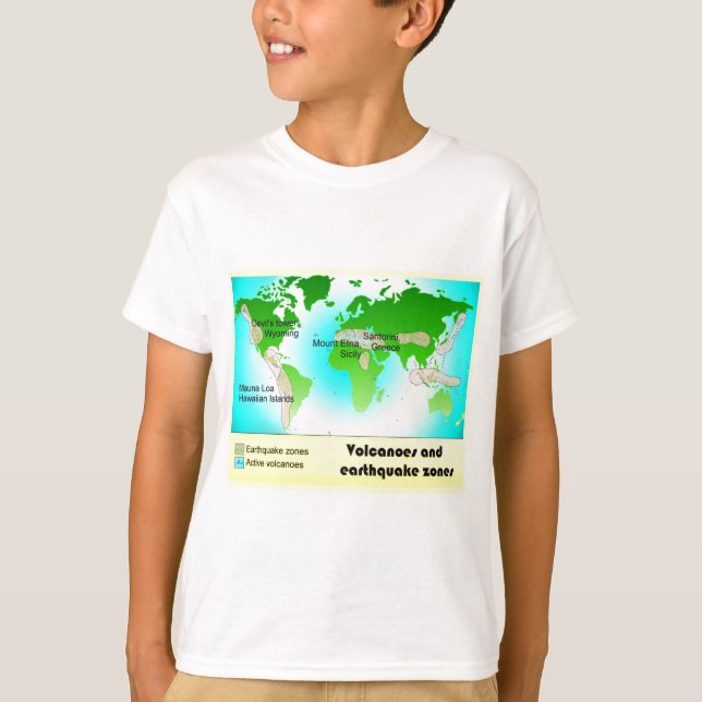T-shirt Zones de la Science, de géographie, de volcans et (Devant)