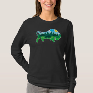 T-shirt Zoo Animal Extérieur Camping Personnes Buffalo Bi