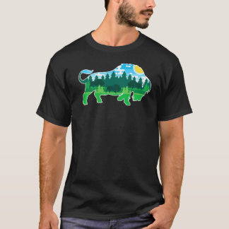 T-shirt Zoo Animal Extérieur Camping Personnes Buffalo Bi